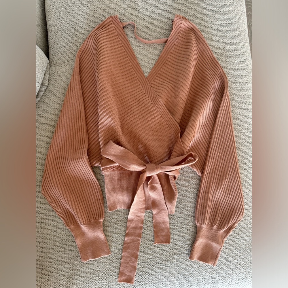 Off the shoulder tie around sweater Medium